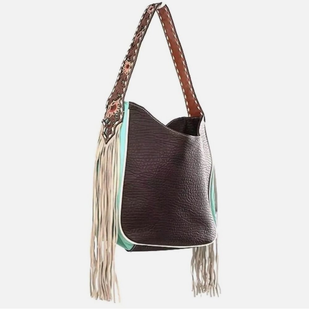 Ariat Monroe Fringe Tooled Western Shoulder Handbag